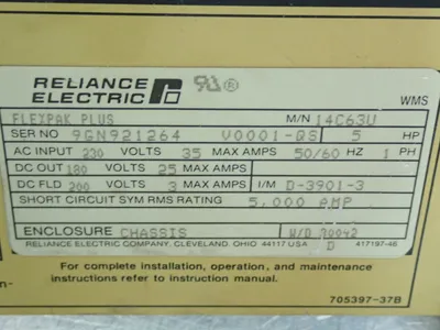 Used RELIANCE ELECTRIC 14C63U Variable Speed Drives Ohio US | HGR 24 #907570
