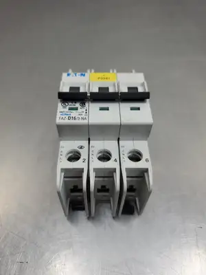 USED Eaton FAZ-D16/3-NA Circuit Breaker, 16A, 3P, 480Y/277VAC