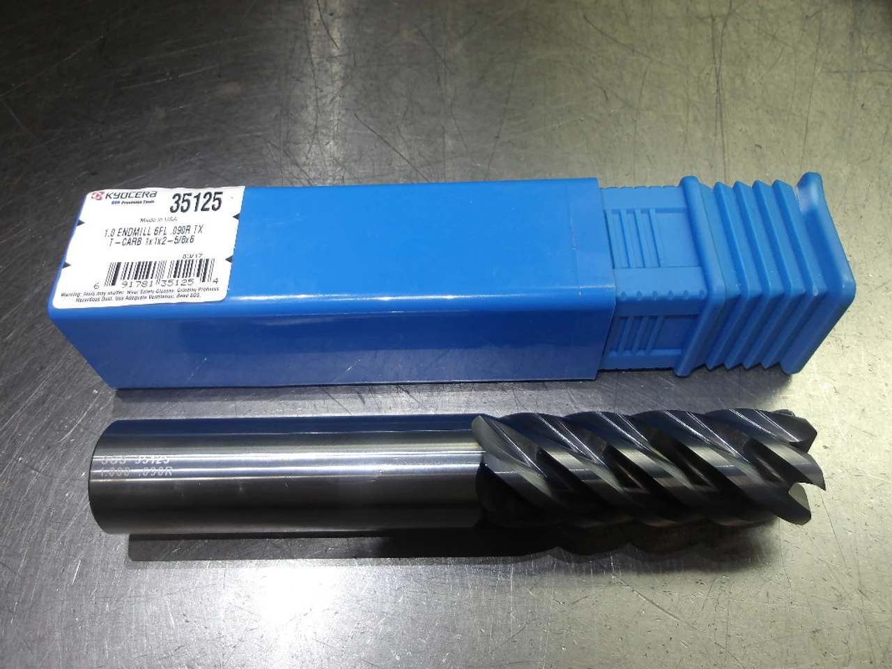 Kyocera/SGS 1" 6 Flute Carbide CR Endmill 1" Shank .090" R 35125 (LOC433A)