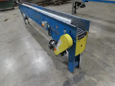 New London Engineering 8"x 12' Plastic Roller Belt Accumulating Conveyor 30 FPM
