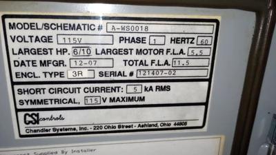USED CSI CONTROLS A-WS0018