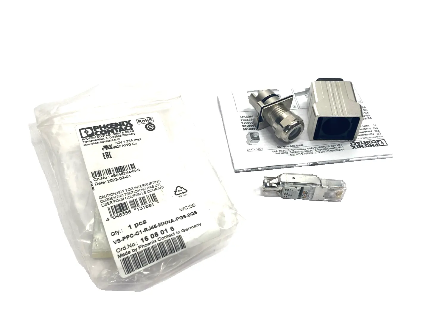 VS-PPC-C1-RJ45-MNNA-PG9-8Q5,1608016 | Phoenix Contact VS-PPC-C1-RJ45-MNNA-PG9-8Q5 RJ45 Connector 1608016 - New