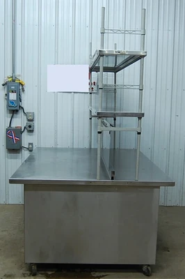 142-0440 6′ Stainless Steel Pizza Prep Table with Over Shelf
