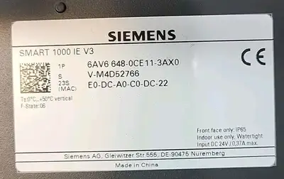 Siemens Smart 1000 IE V3 Simatic HMI 6AV6648-0CE11-3AX0 Loc2C5