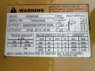 USED 2016 CAT GC45KSWB