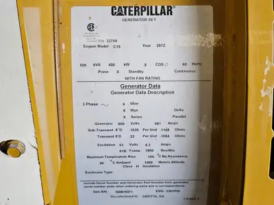 Used 2012 CATERPILLAR C15 Generators British Columbia CA | Lenmark #1426413
