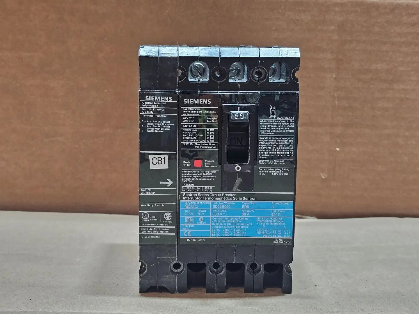 Used SIEMENS ED63B060 Circuit Breakers British Columbia CA | Lenmark #1488871