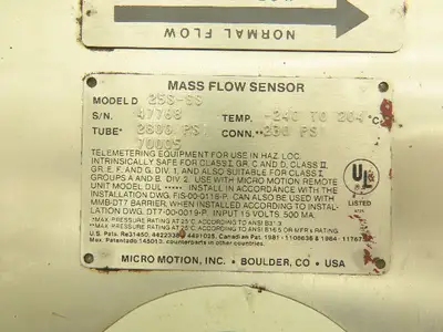 Micro Motion 25S-SS Mass Flow Sensor 1/2" Flanged Coriolis Meter
