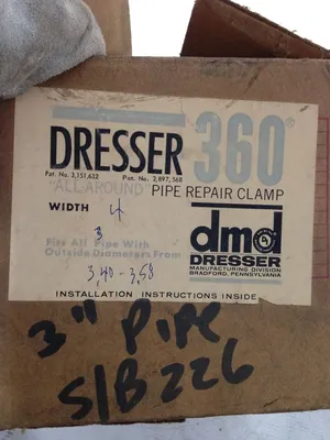 DMD Dresser 360 3″ X 4″ Full Circle Pipe Repair Clamp 3.40″-3.58″ OD -NIB