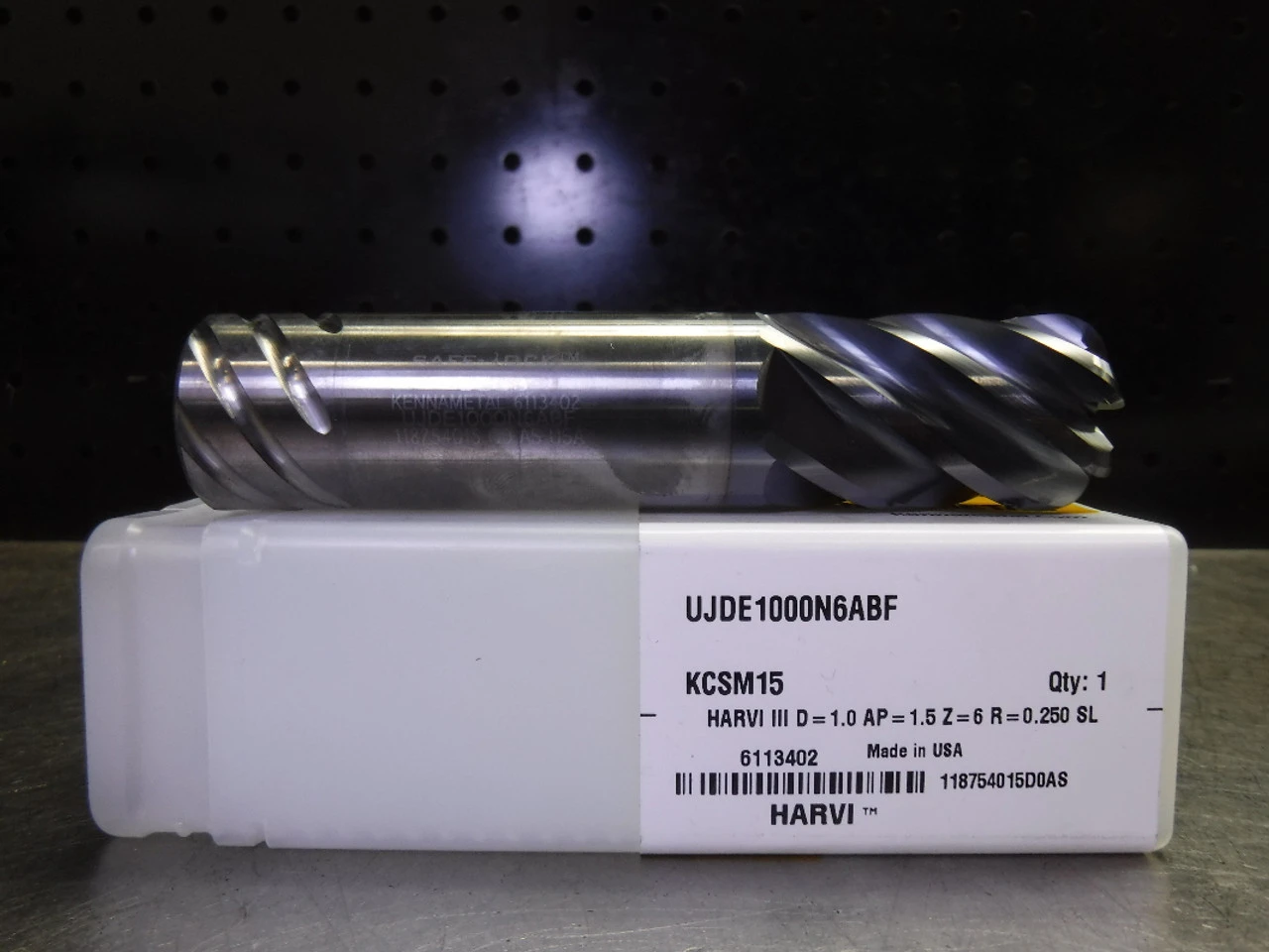 Kennametal 1" Solid Carbide Endmill 6 Flute UHDE1000N6ABF KCSM15 (LOC2701B)