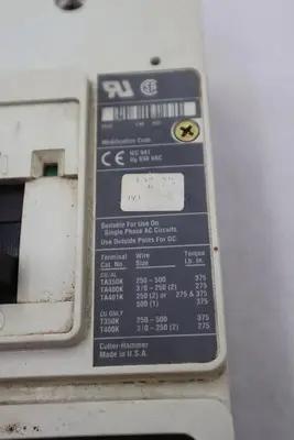CUTLER-HAMMER HM2P400X5WS10 MOTOR CIRCUIT PROTECTOR SERIES C STOCK #3204