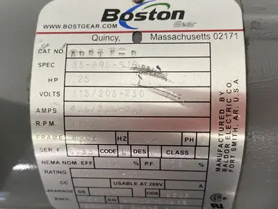 New | in-Stock Boston Gear Single-Phase Motor 1/4HP 33-896-919 w/ F71010KPB4J6 Reducer Gearmotors Michigan US | Maverick Industrial Sales #1398381