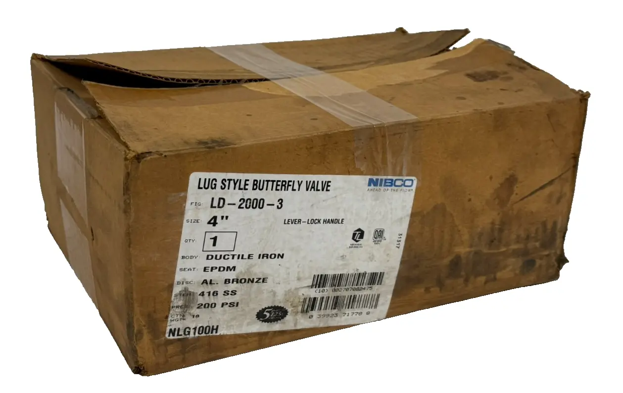 NEW NIBCO LD-2000-3 LUG STYLE BUTTERFLY VALVE 4" 200PSI LEVER-LOCK NLG100H