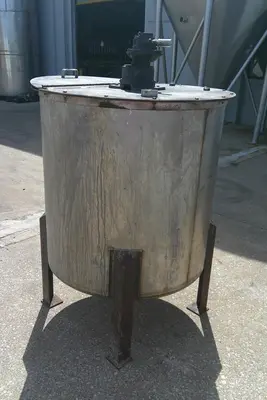 SPC9363  Tank 160 gallon vertical tank, Stainless Steel, pneumatic agitator, dish