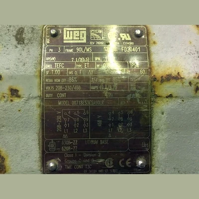 WEG TEFC 7.5 hp Electric Motor