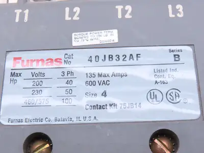 Furnas 40JB32AF Motor Starter 135A 200/230VAC/575VAC 3ph 40/50/100Hp NEMA 4