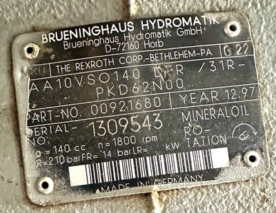 Used _UNKNOWN_ _UNKNOWN_ Hydraulic Pumps West Virginia US | Cooper Industries #1409166