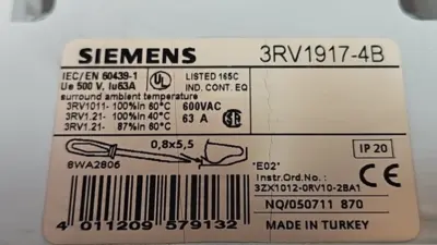 Siemens 3RV1917-4B 3-Phase Busbar Loc4B27