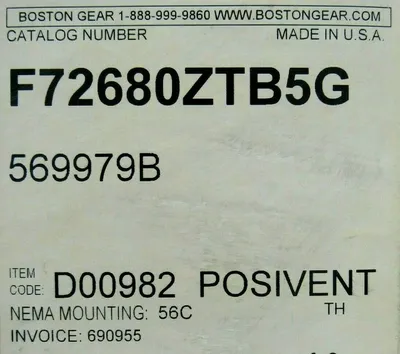 NEW BOSTON GEAR F72680ZTB5G SPEED REDUCER RATIO 1094:1 569979B