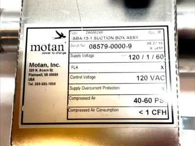 USED MOTAN SUCTION BOX ASSY 120VAC 40-60 PSI