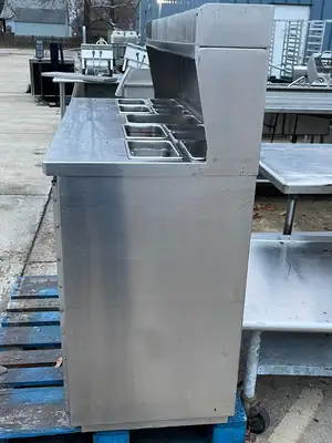 Used Falcon Restaurant Supply Used 60" Stainless Steel Condiment Station Cabinet with Trash Can Compartment - SS203 Restaurant Equipment (Miscellaneous) Illinois US | Falcon Restaurant Supply #1376235