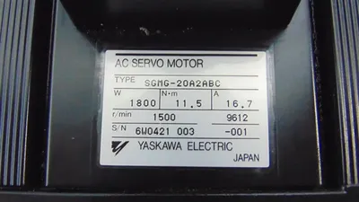 Yaskawa Electric SGMG-20A2ABC AC Servo Motor Used