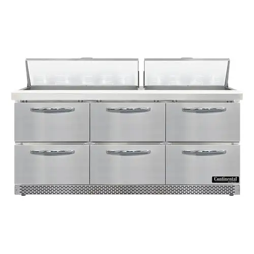 Continental SW72N18-FB-D 72" Sandwich/salad Prep Table W/ Refrigerated Base, 115v