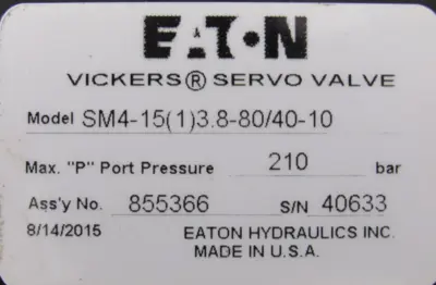 NEW VICKERS 855366 SERVO VALVE SM4-15(1)3.8-80/40-10