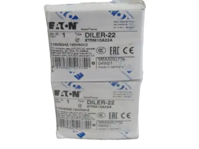 NEW LOT OF 2 EATON DILER-22 CONTACTOR RELAY XTRM10A22A DILER22