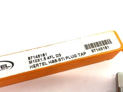 USED HERTEL HAND STI TAP: M10 X 1.5 METRIC COURSE, D3, 4 FLUTES, PLUG CHAMF.