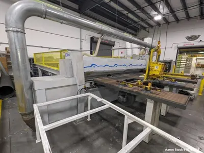 Used Holzma Model HPP11/38 Downstream Saw, Cutting lengths 1300 mm (as crosscut saw) up to 5600 mm