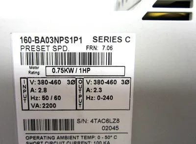 NEW ALLEN BRADLEY 160-BA03NPS1P1 SER. C SSC PRESET SPD 160BA03NPS1P1