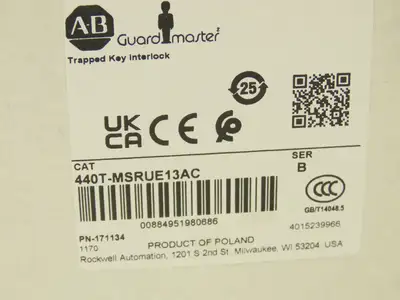 Allen Bradley 440T-MSRUE13AC Guardmaster Trapped Key Interlock Solenoid Release