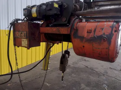 2000 LBS (1 TON) WRIGHT MODEL #W1 CABLE HOIST W/ POWERED TROLLEY: STOCK #18744