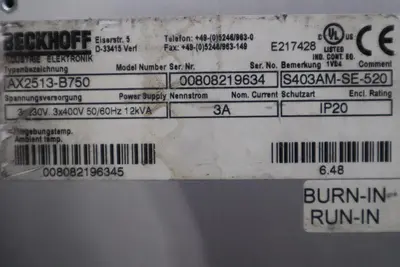 Beckhoff AX2513-B750 Servo Drive STOCK 3435-D