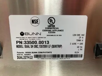 New | in-Stock Bunn Unused Bunn 33500.0013 Dual Soft Heat DBC Coffee Brewer with Lower Faucet - 120/208V - F1 Coffee Equipment Illinois US | Falcon Restaurant Supply #1374505
