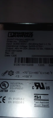 Used Phoenix Contact PS/3AC/48DC/20 Power Supplies Arizona US | ASSET CONVERSION SPECIALISTS, INC. #1421839