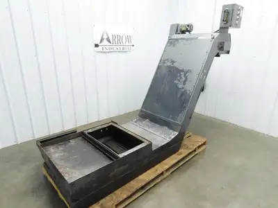 Enomoto 37"W x 8' 4"L Chip Conveyor 26"Belt 46"H Discharge 220V 3PH Chain Drive