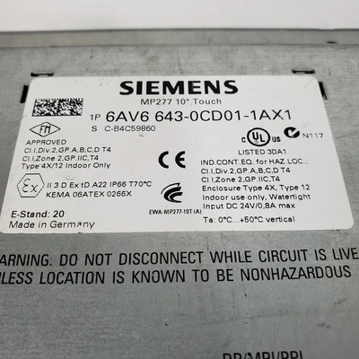 Used Siemens MP277 Automation Control (HMI) California US | American Industrial Supply Co. #1377078