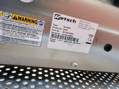 Used RETSCH MM 500 BENCH TOP MILL MIXER W/ 2- 50ML AND 2 - 125 ML MIXER BUCKETS Mills / Grinders California US | Equipment Lab #1302457