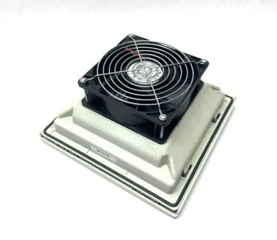 USED HOFFMAN NVENT SIDE MOUNT COOLING FILTER FAN LIGHT GRAY, 24V, 70CFM