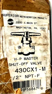 NEW SUPERIOR VALVE 430CX1-M SHUT-OFF VALVE 1/2" 430CX1M