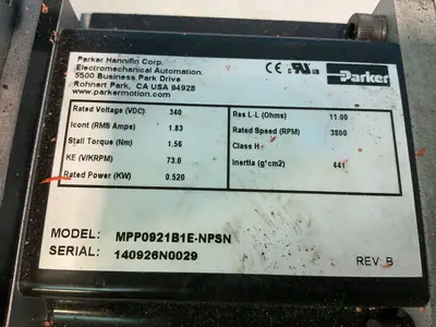 Used PARKER MPP0921B1ENPSN Motors (misc) Ohio US | HGR 24 #1520002