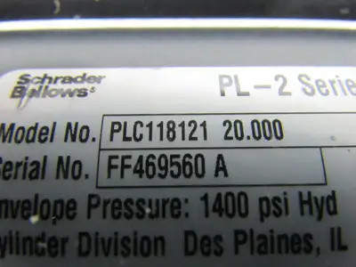 Shrader Bellows PLC118121 PL-2 3" Bore 20" Stroke Dbl Acting Hydraulic Cylinder