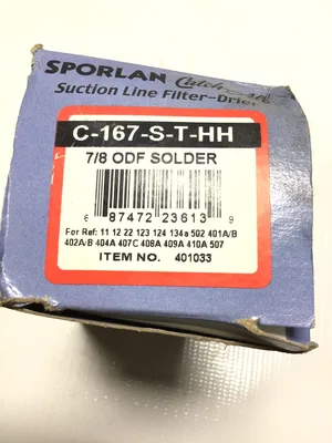Sporlan C-167-S-T-HH Catch-All Suction Line Filter-Drier 7/8 ODF Solder 650PSIG