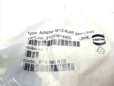 New | in-Stock HARTING Panel Feed-Through Adapter M12-RJ45 Right Angled Disconnects Michigan US | Maverick Industrial Sales #1392938