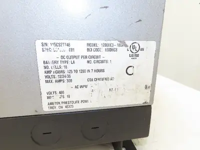 Ametek 1200EC3 Eclipse II Plus Forklift Battery Charger 12/24/36V 1200Ah 480V