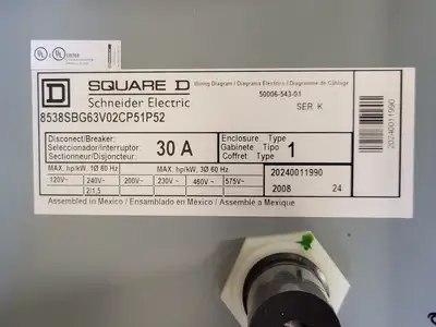 NEW SQUARE D 8538SBG63V02CP51P52