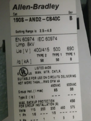 NEW Allen Bradley 190-AND2-CB40C
