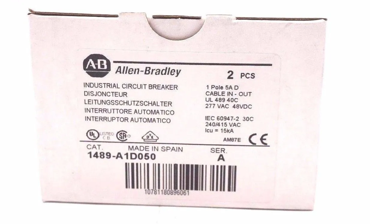 2 NEW ALLEN BRADLEY 1489-A1D050 CIRCUIT BREAKER SER.A 1489A1D050